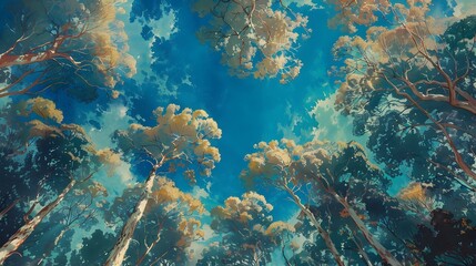 Obraz premium Eucalyptus tree canopy illustrate the canopy. AI generated