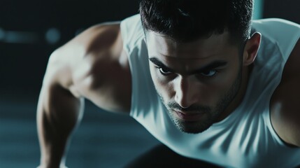 A man is doing a push up