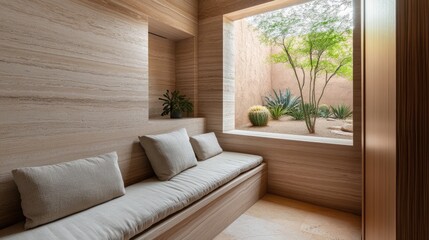 Fototapeta premium A tranquil alcove in a desert modern home