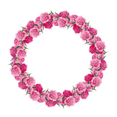 Digital Hand drawing round frame with Garden Peonies