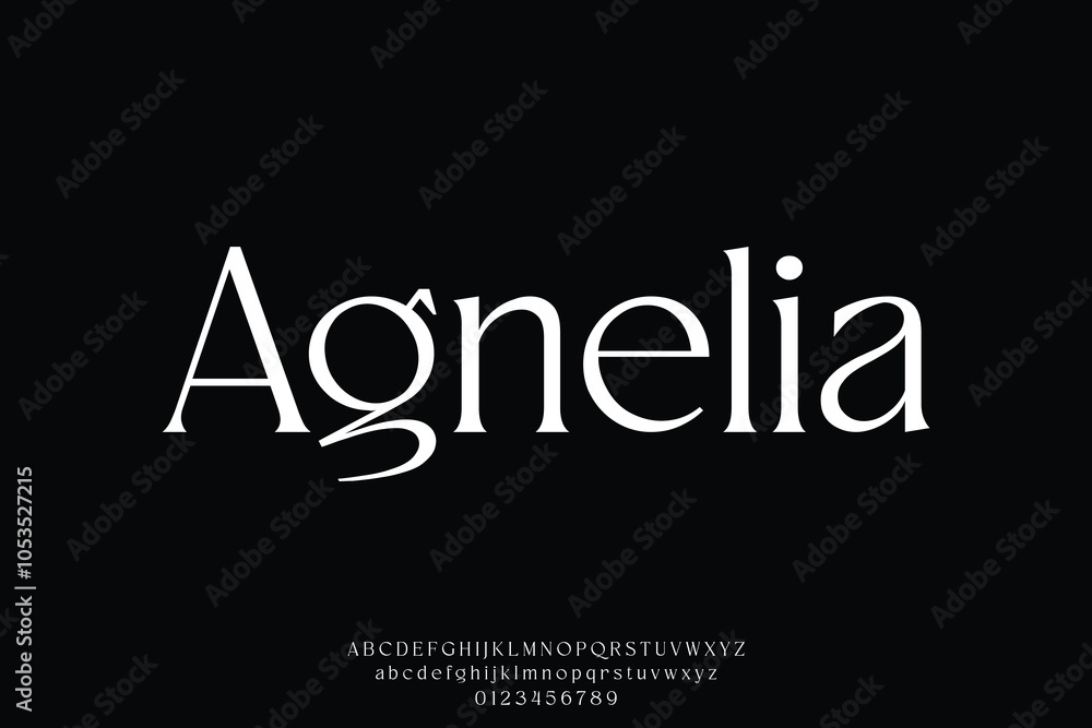 Poster modern elegant sharp serif alphabet display font vector glamor style