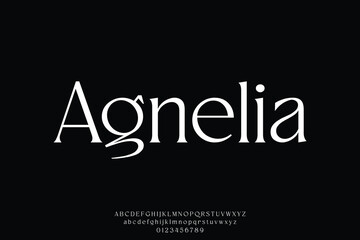 Modern elegant sharp serif alphabet display font vector glamor style