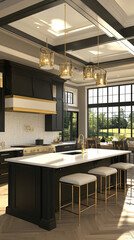 Fototapeta premium Modern high end luxury kitchen with marble work tops 