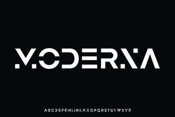 Modern abstract sans serif alphabet display font vector illustration