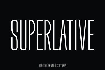 Modern tall sans serif alphabet display font vector. Creative superlative typeface