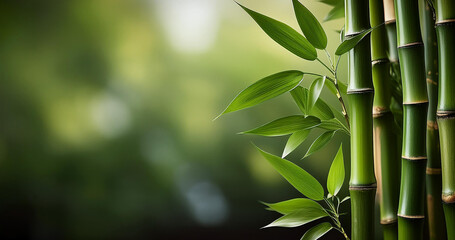 Bamboo Trees with Blurred Bamboo Forest Background