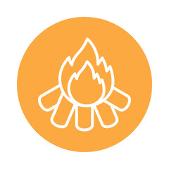 Bonfire vector Outline Cricle Design icon. Winter Travelling Symbol on White background EPS 10 File