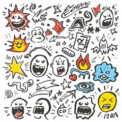 Obraz premium cartoon comic icons set