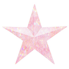 Obraz premium Pink holographic star sticker with white border