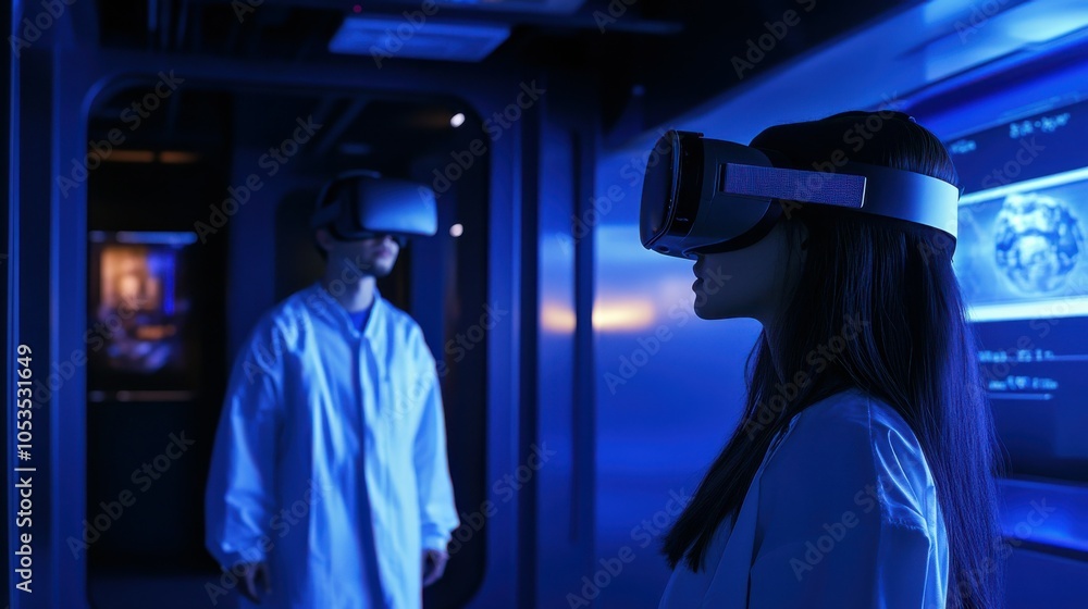 Poster virtual reality lab with interactive simulations.