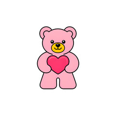 Obraz premium A teddy bear is holding a red heart isolated on white