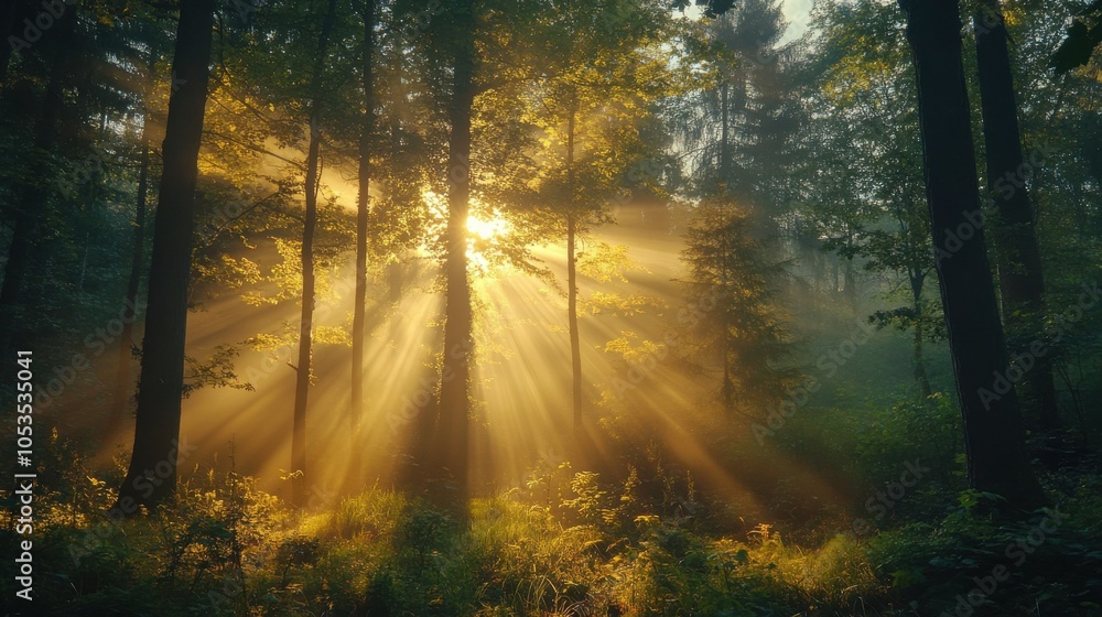 Poster sunlight filtering through the trees