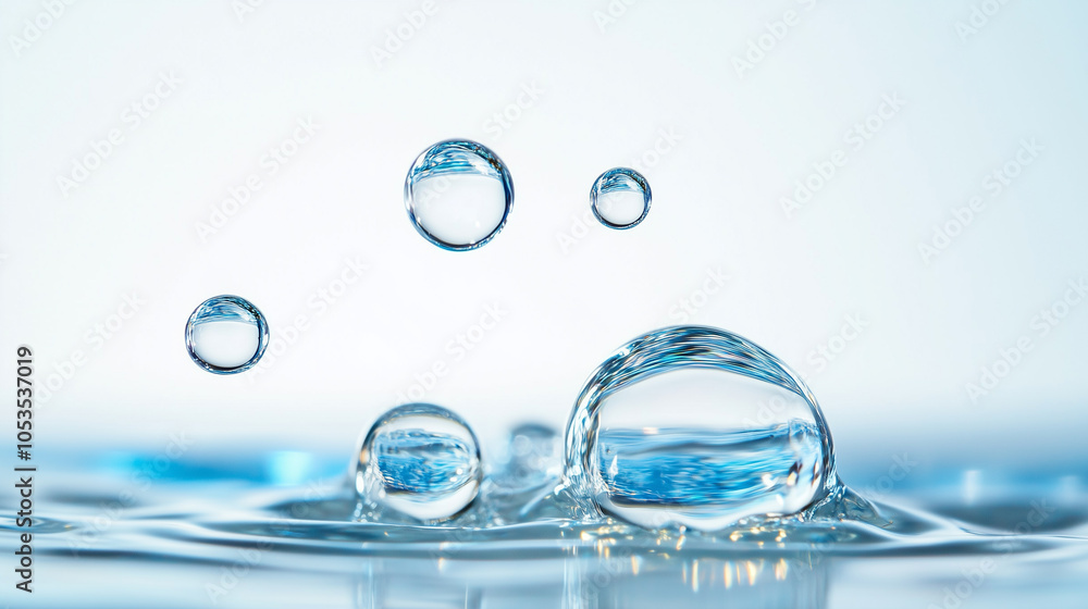 Aufkleber Clear air bubbles float up under water, creating serene and tranquil scene. bubbles vary in size, reflecting light and adding sense of movement and fluidity to image