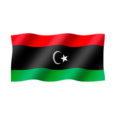 The national flag of libya is flying beautifully