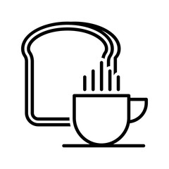 A bread with a cup of coffee, illustration of breakfast icon vector