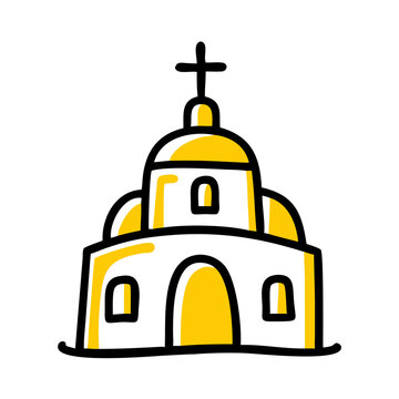 yellow church building icon with cross clip art preview