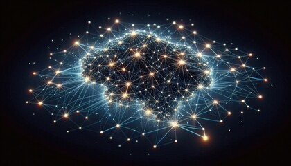 Fototapeta premium Digital Neural Web - Deep Learning Connectivity and Data Flow Concept, Glowing Neural Nodes, Futuristic AI Visualization, No People