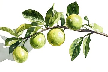 Watercolor Painting of Lime Branch