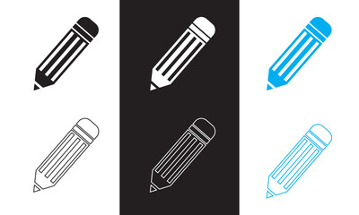 Icon design with pencil symbol,  Outline and Filled Vector Sign.  suitable for educational or editing tool symbols .isolated on white and black background. Vector illustration. EPS 10     