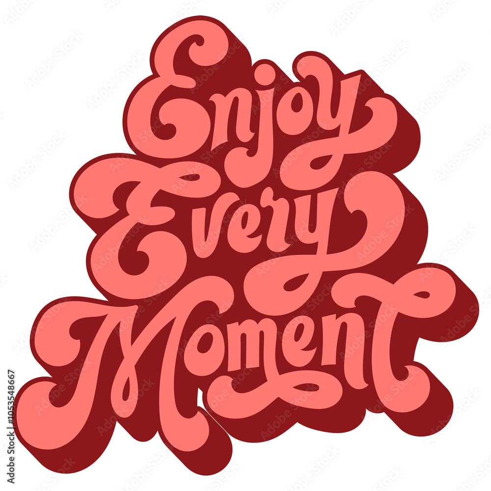 Poster red enjoy every retro style font design element