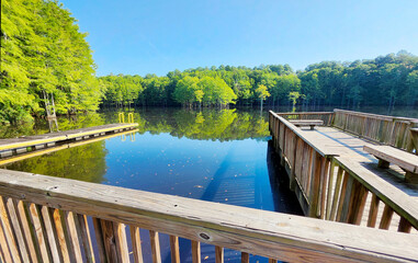 Fishing Pier in Mazarick Park, Fayetteville, North Carolina, USA