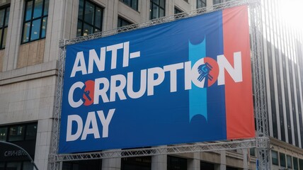 Obraz premium ANTI CORRUPTION DAY BANNER BACKGROUND,TYPOGRAPHY TEMPLATE COVER DESIGN ILLUSTRATION FOR MAKRETING, BROCHURE, FLYER, CARD, 3D LOGO, MOCKUP, DIGITAL PRINTING,SVG,PNG. 