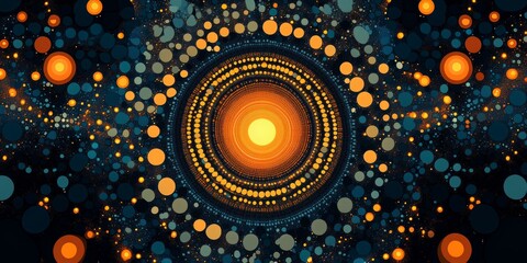 Kaleidoscopic Geometry, vibrant interplay of rotating squares and circles creating a mesmerizing pattern, ideal for modern decor and art enthusiasts