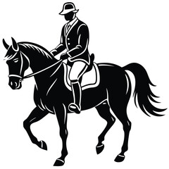 Horse Rider vector silhouette icon with Transparent Background Clipart.