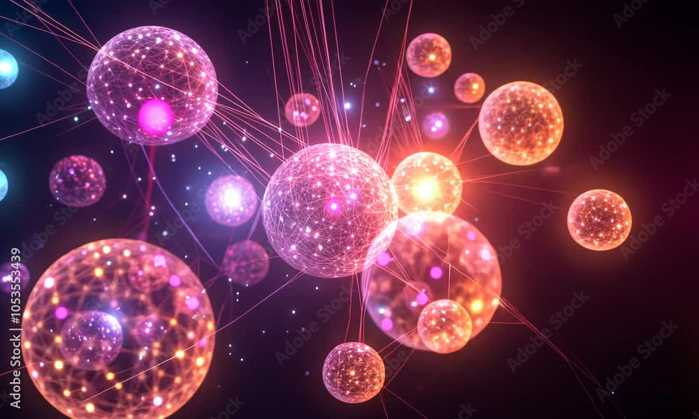 Aufkleber abstract representation of interconnected particles and energy in a cosmic environment.