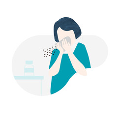 Coughing woman character element transparent png