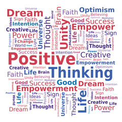 Fototapeta premium Nuage de Mots - Pensée Positive en Anglais - Couleurs Multiples 