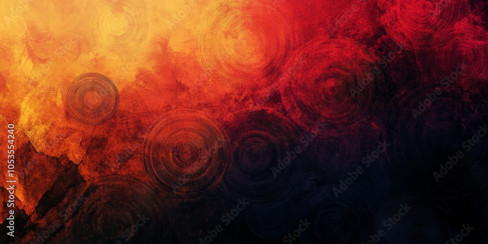Poster dark circular harmony, a minimal abstract noise backdrop featuring intricate hand-drawn circular pat
