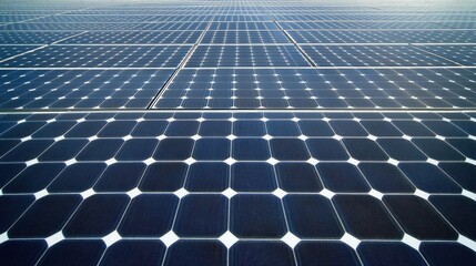 An aerial view captures a massive solar farm in a remote location, emphasizing the scale and uniformity of the panels against a pure white background that conveys a high-tech energy source aesthetic.