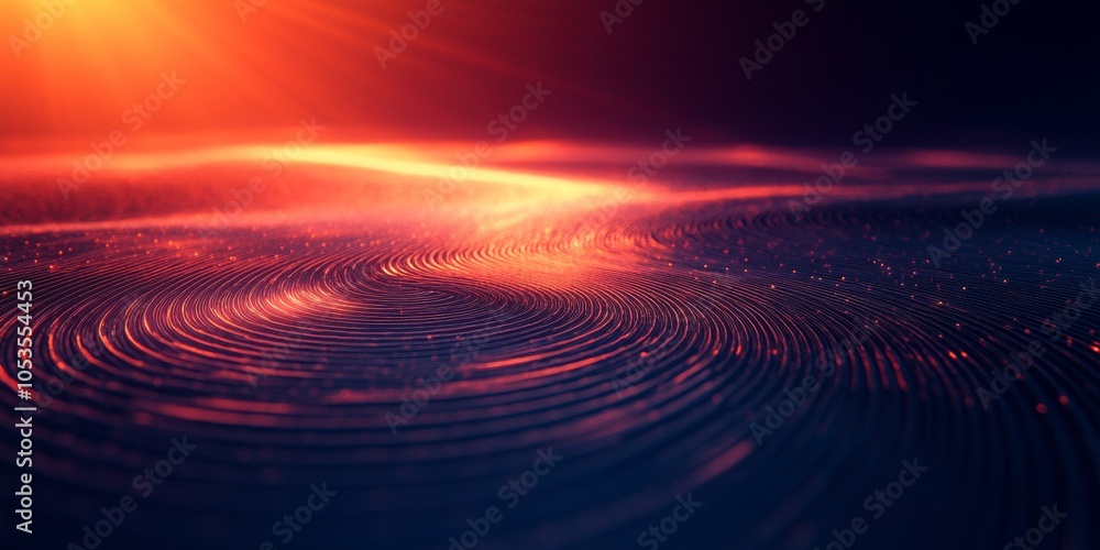 Poster Abstract flowing background with hand-drawn thin circular lines in deep dark colors, evoking a sense of movement and depth