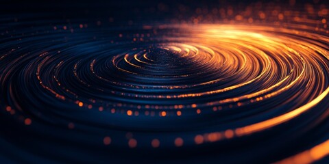 Deep dark minimal abstract noise design featuring hand-drawn thin circular lines, creating a dynamic flowing backdrop.