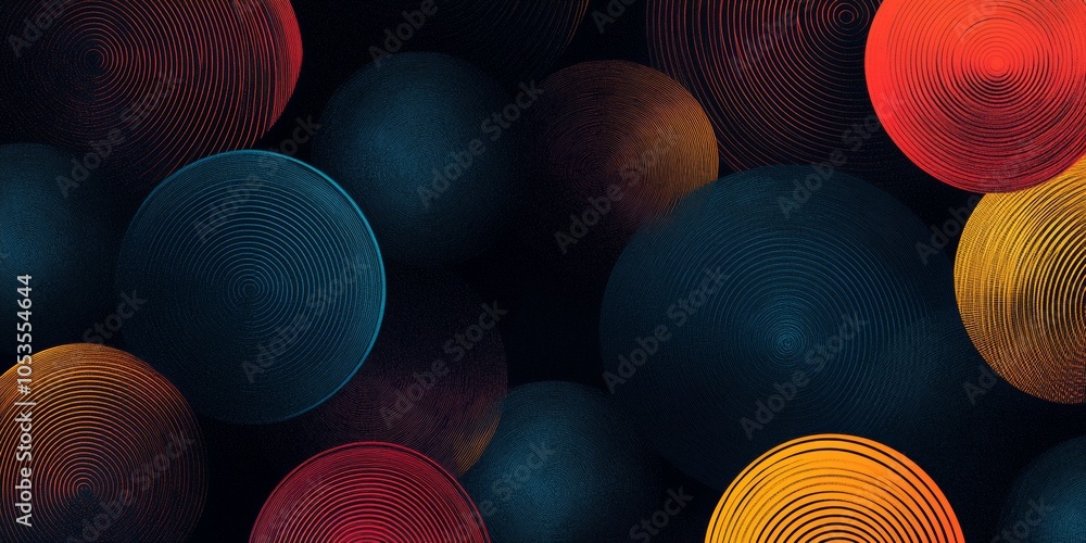 Poster dynamic abstract circles, vibrant hand-drawn circles layered against a minimal noise background, cre