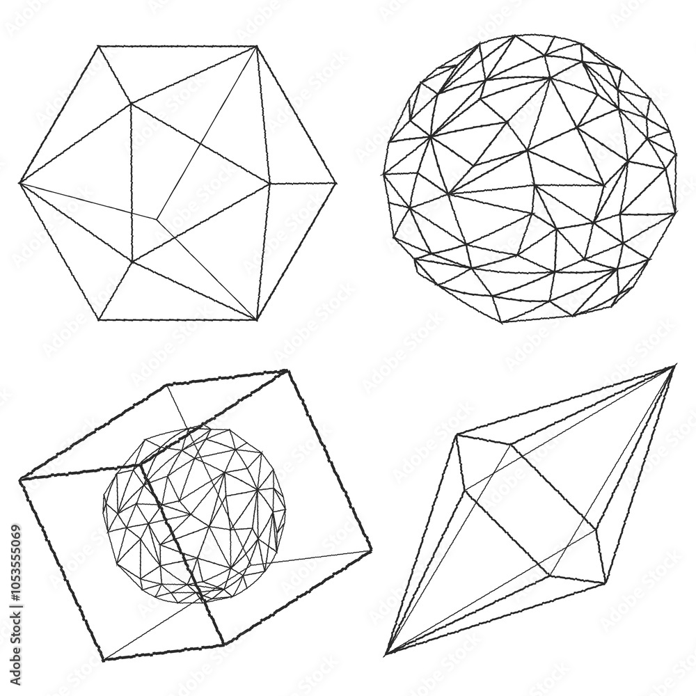 Poster 3d geometric shape design element set