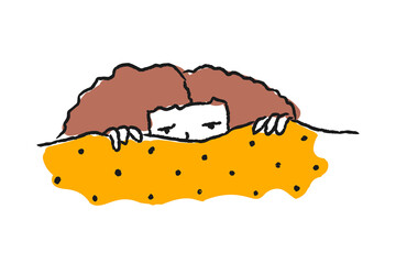 Woman lying on the bed doodle sticker design element