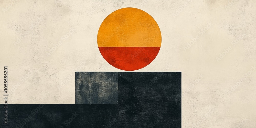 Poster minimalist geometric artwork featuring abstract squares and circles in a harmonious layout designed 