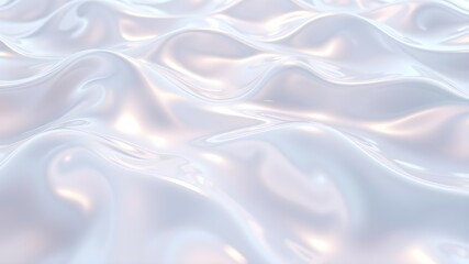 Naklejka premium Shiny white holographic waves. Trendy illuminated liquid wavy texture 