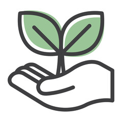 Png sustainable plant icon in simple line
