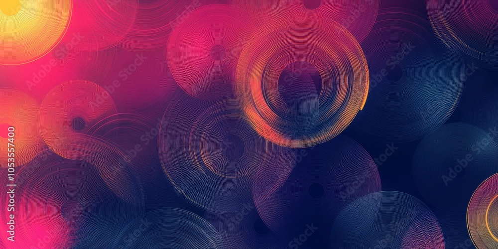 Poster vibrant dark noise, abstract hand-drawn circles create a minimalistic backdrop, enhancing visual dep