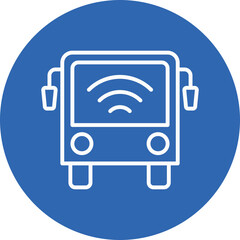 Self driving Bus line circle icon