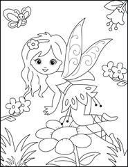Fairy coloring pages for kids' coloring book