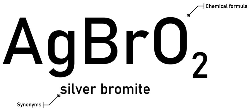 Silver bromite chemical formula and synonyms with callout titles