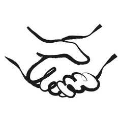 Handshake png sticker, cute doodle on transparent background