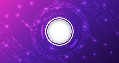 Abstract futuristic circuit board. High tech digital technology design. High computer technology elements on a purple background. Sci-fi concept for presentation or banner.