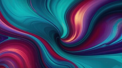Obraz premium Vibrant abstract swirl of turquoise, purple, and red hues, creating a fluid, dynamic pattern perfect for backgrounds and modern designs