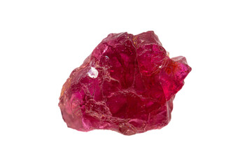 Natural rough Ruby gemstone on white background (Earth minerals &ndash; corundum gemstone group) 