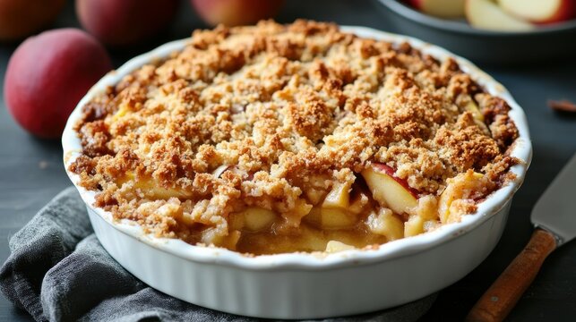 Warm apple and pear crumble